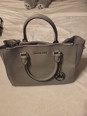 Michael Kors Gray Saffiano Top-Handle Satchel